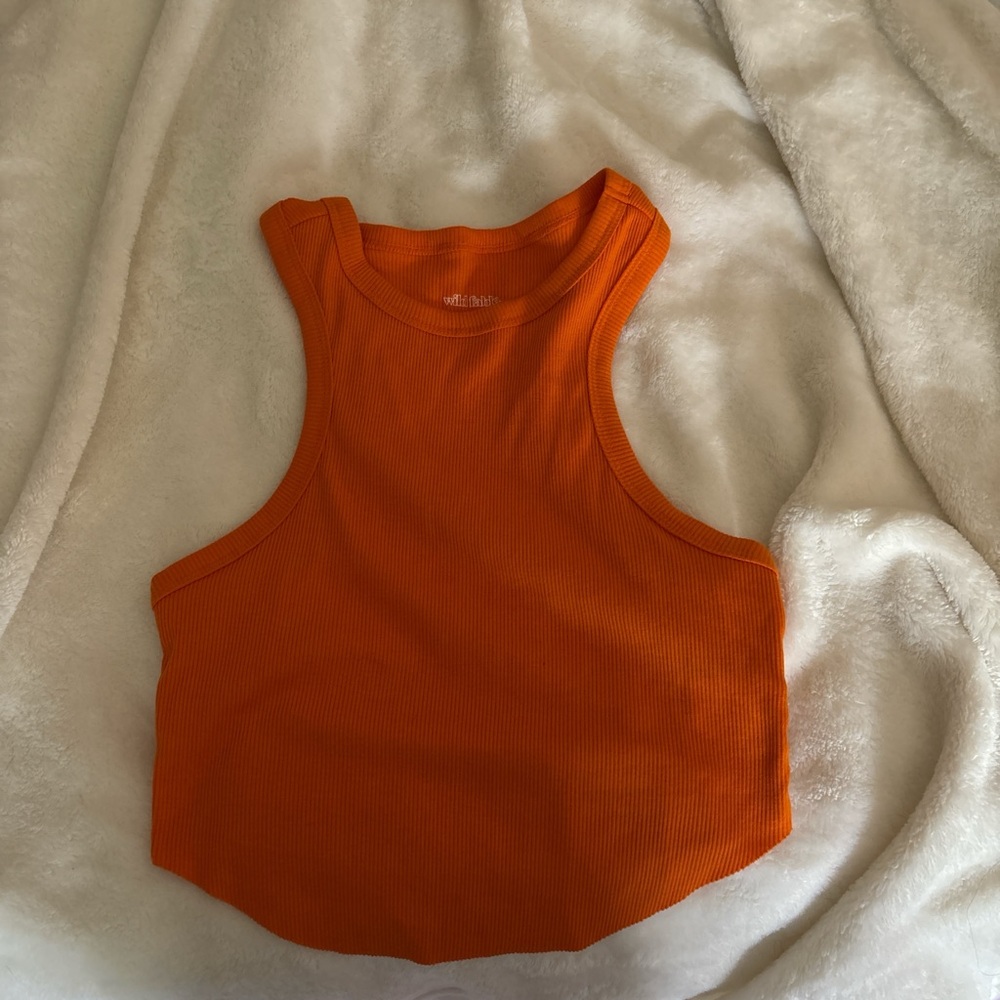 Orange Sleeveless Ribbed Top